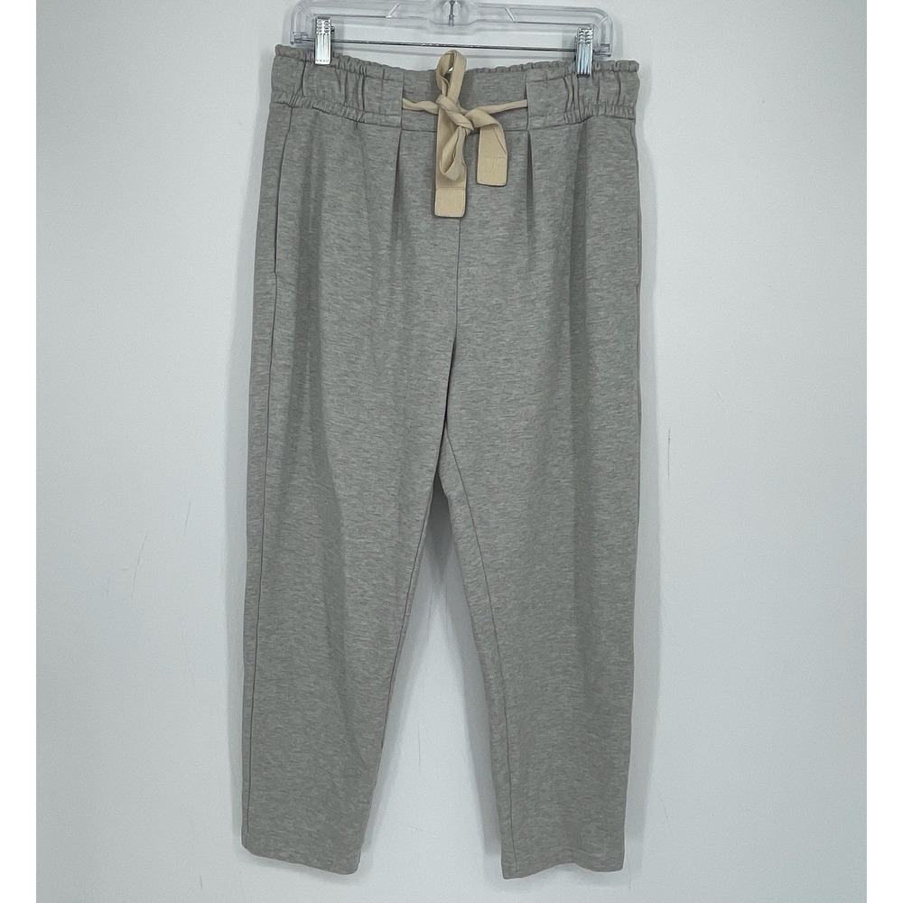 Fabletics Women's Gray Heathered Elastic Drawstring Gym Jogger Sweatpants Size L